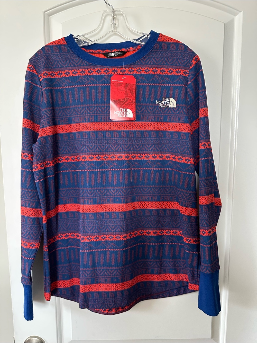The North Face Woman’s Blue & Red Patterned Long-Sleeve Lounge Set